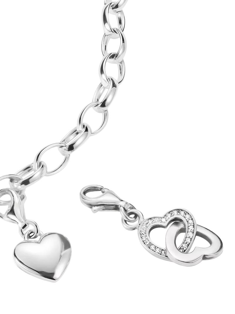 THOMAS SABO double heart crystal charm in silver - British product