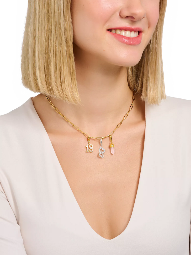 THOMAS SABO double heart crystal charm in silver - British product