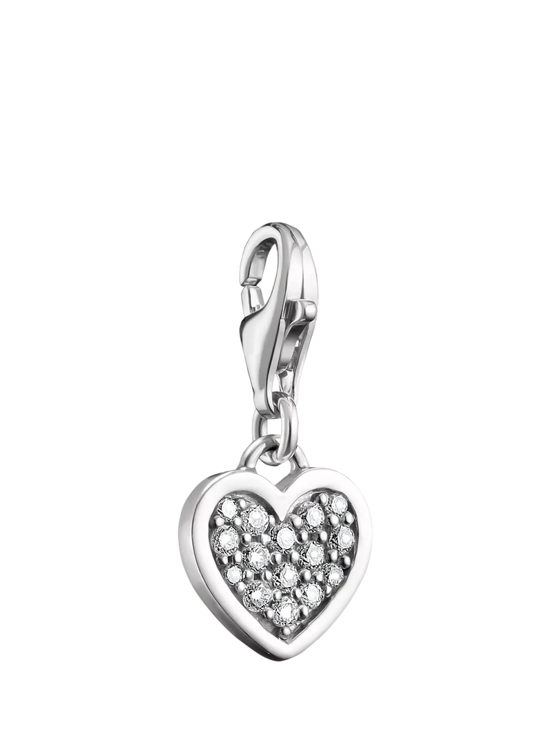 Thomas Sabo crystal heart charm in sterling silver (British brand)