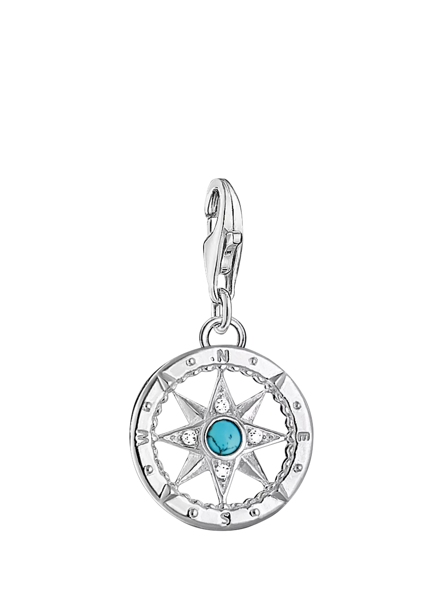 Thomas Sabo compass charm silver with turquoise cubic zirconia (British brand)