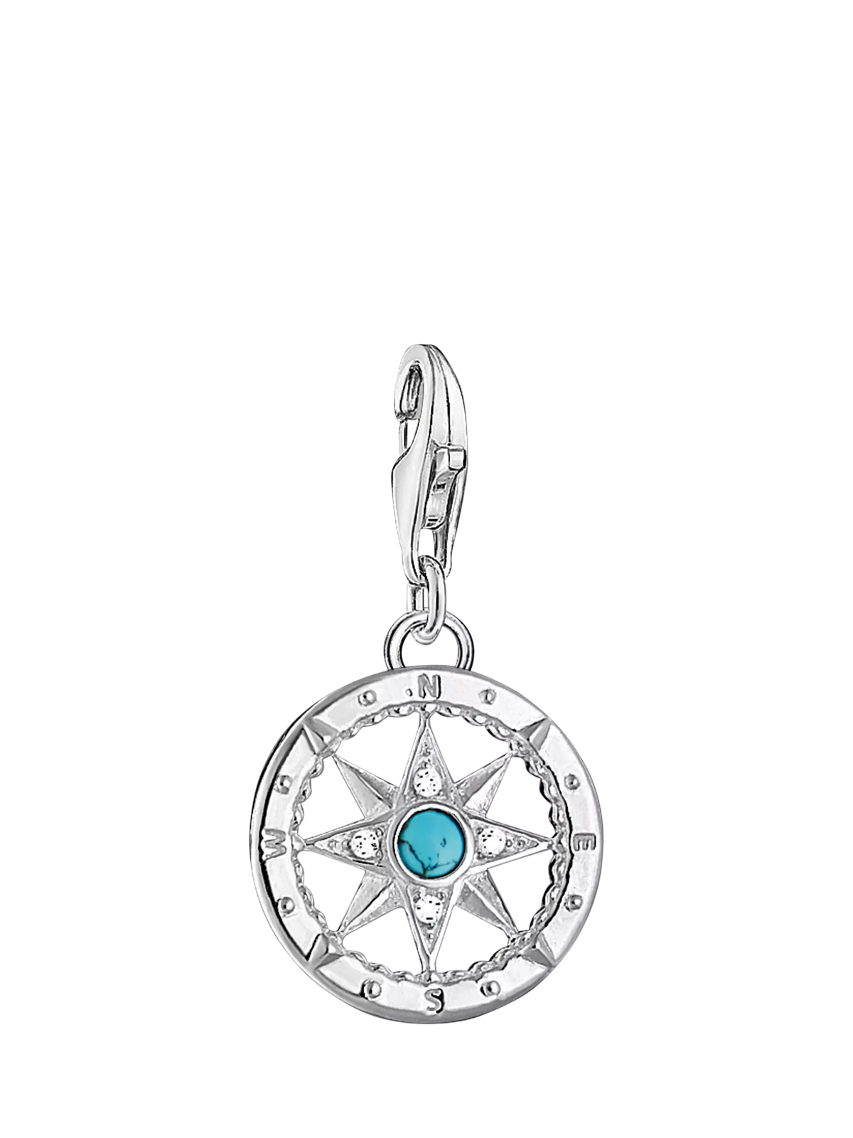 Thomas Sabo compass charm silver with turquoise cubic zirconia (British brand)