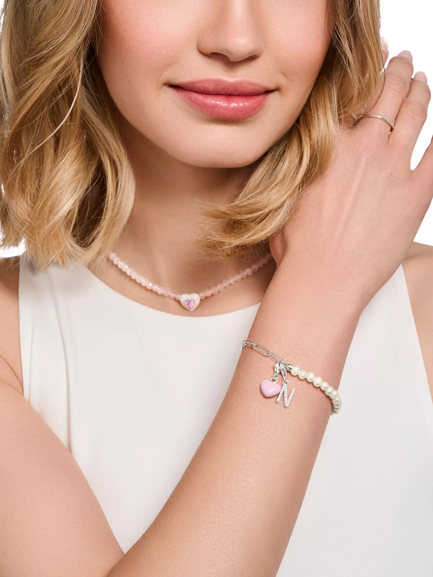 Thomas Sabo pink enamel heart charm (British brand)