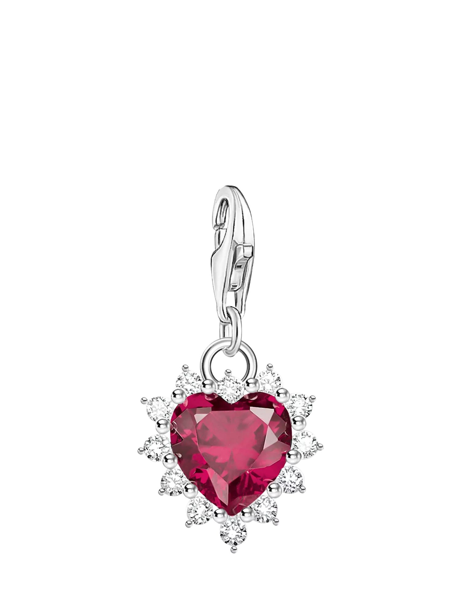 Thomas Sabo crystal heart charm in silver and red (British brand)