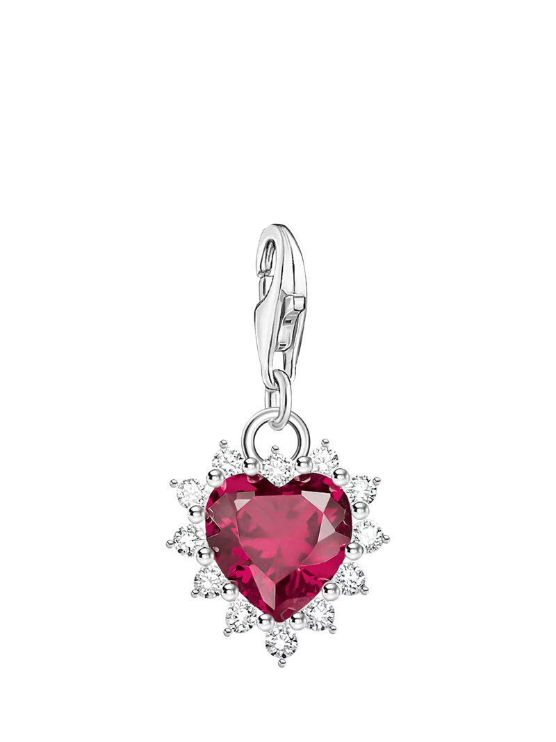 Thomas Sabo crystal heart charm in silver and red (British brand)