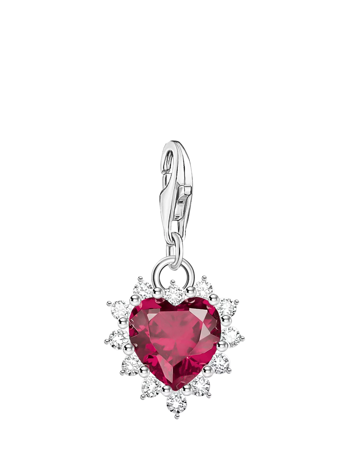 Thomas Sabo crystal heart charm in silver and red (British brand)