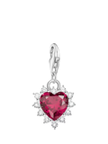 Thomas Sabo crystal heart charm in silver and red (British brand)