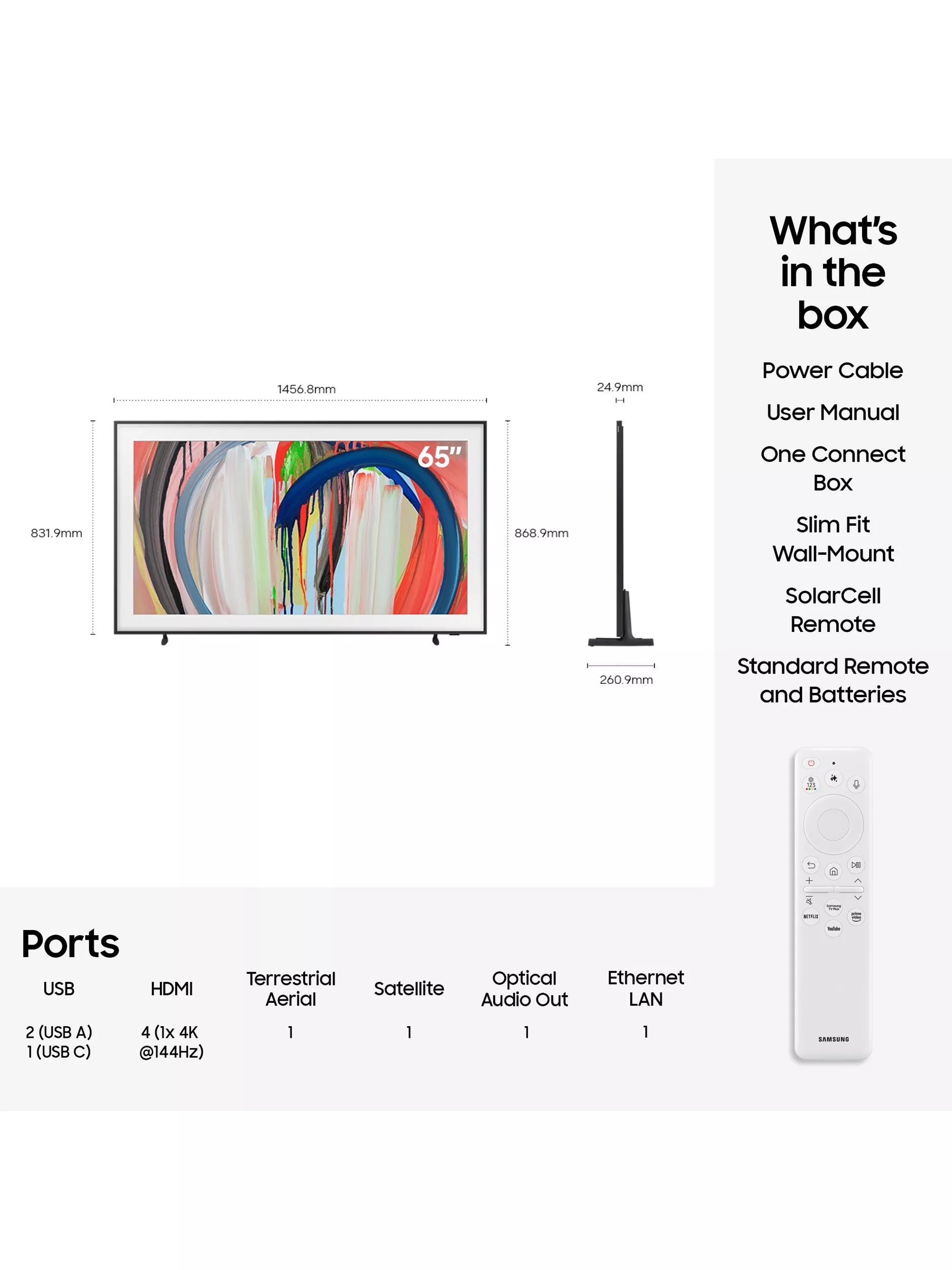 Samsung The Frame QLED 65 inch smart TV (British brand)