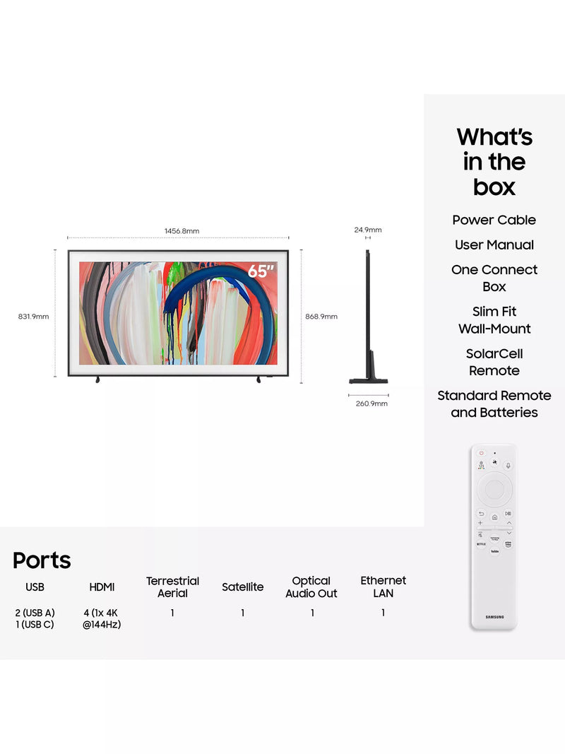 Samsung The Frame QLED 65 inch smart TV (British brand)
