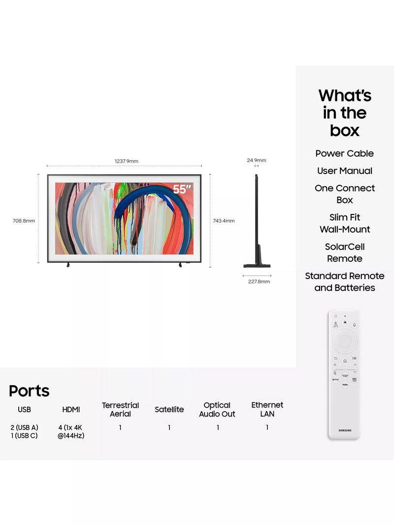 Samsung The Frame QLED Art TV 55 inch, imported from the UK