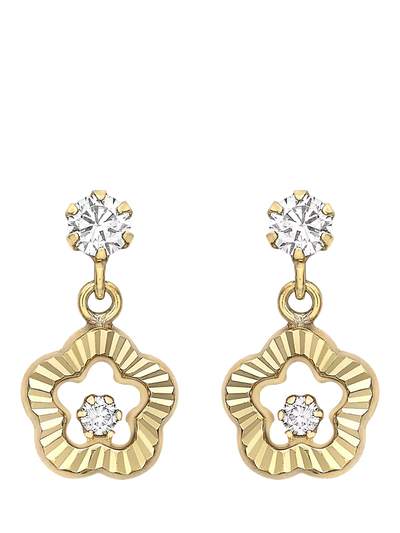 John Lewis IBB 9ct Yellow Gold Cubic Zirconia Flower Drop Earrings- Buy online at McGrocer
