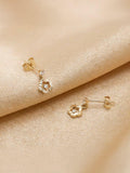 IBB 9ct yellow gold cubic zirconia flower drop earrings, UK version