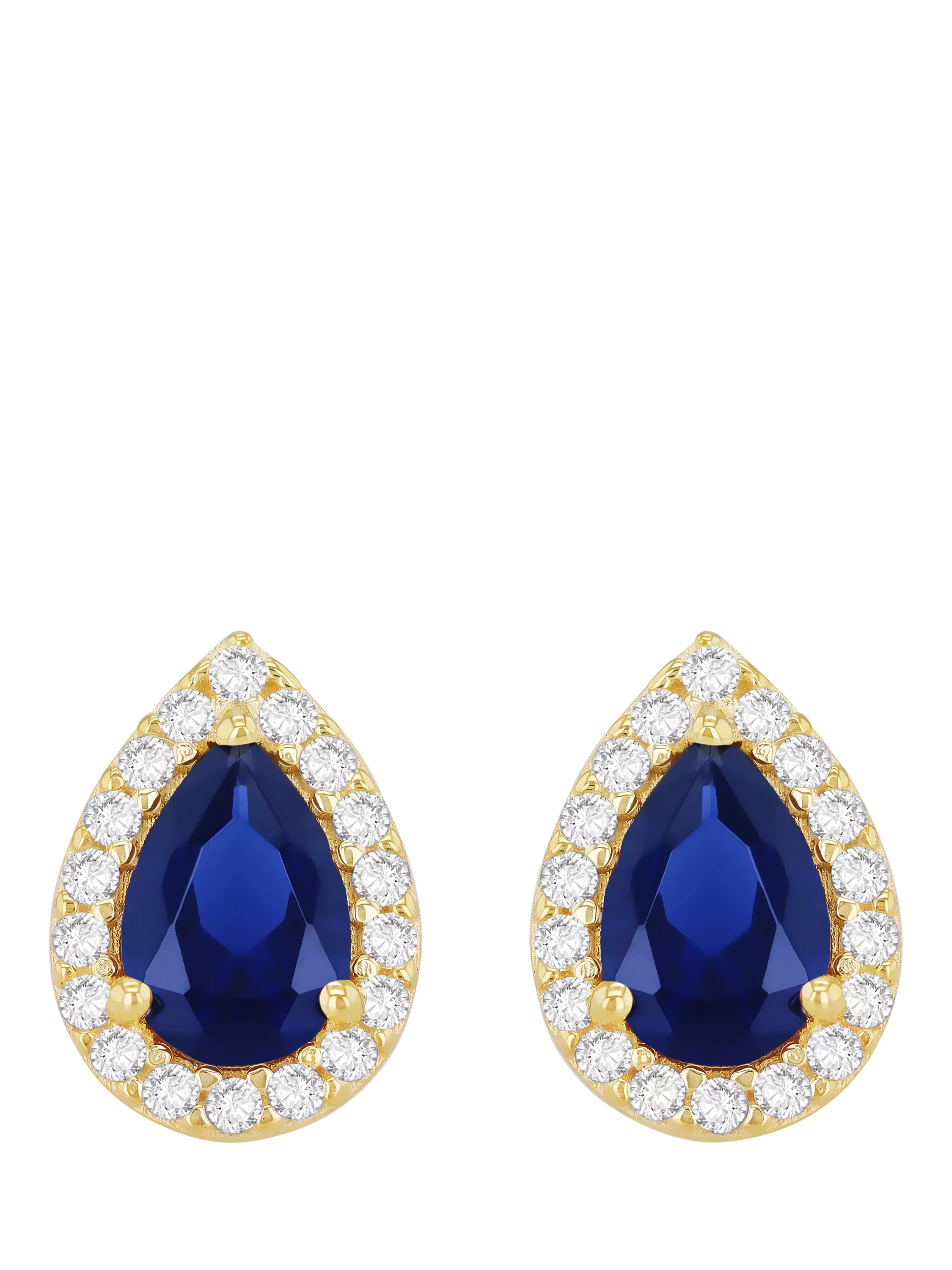 IBB blue cubic zirconia pear stud earrings (British brand)