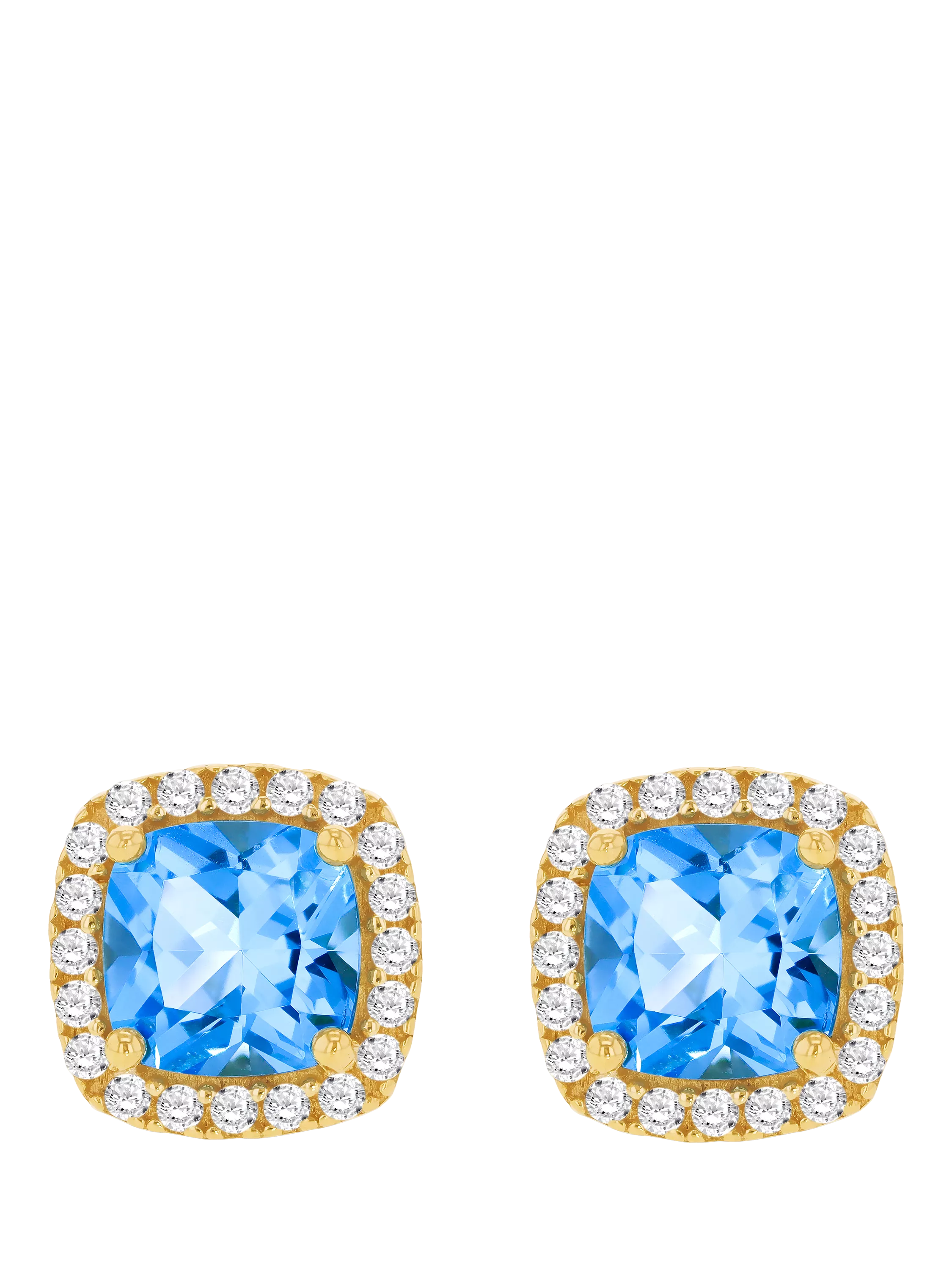 IBB blue topaz cubic zirconia square stud earrings 6mm (British brand)