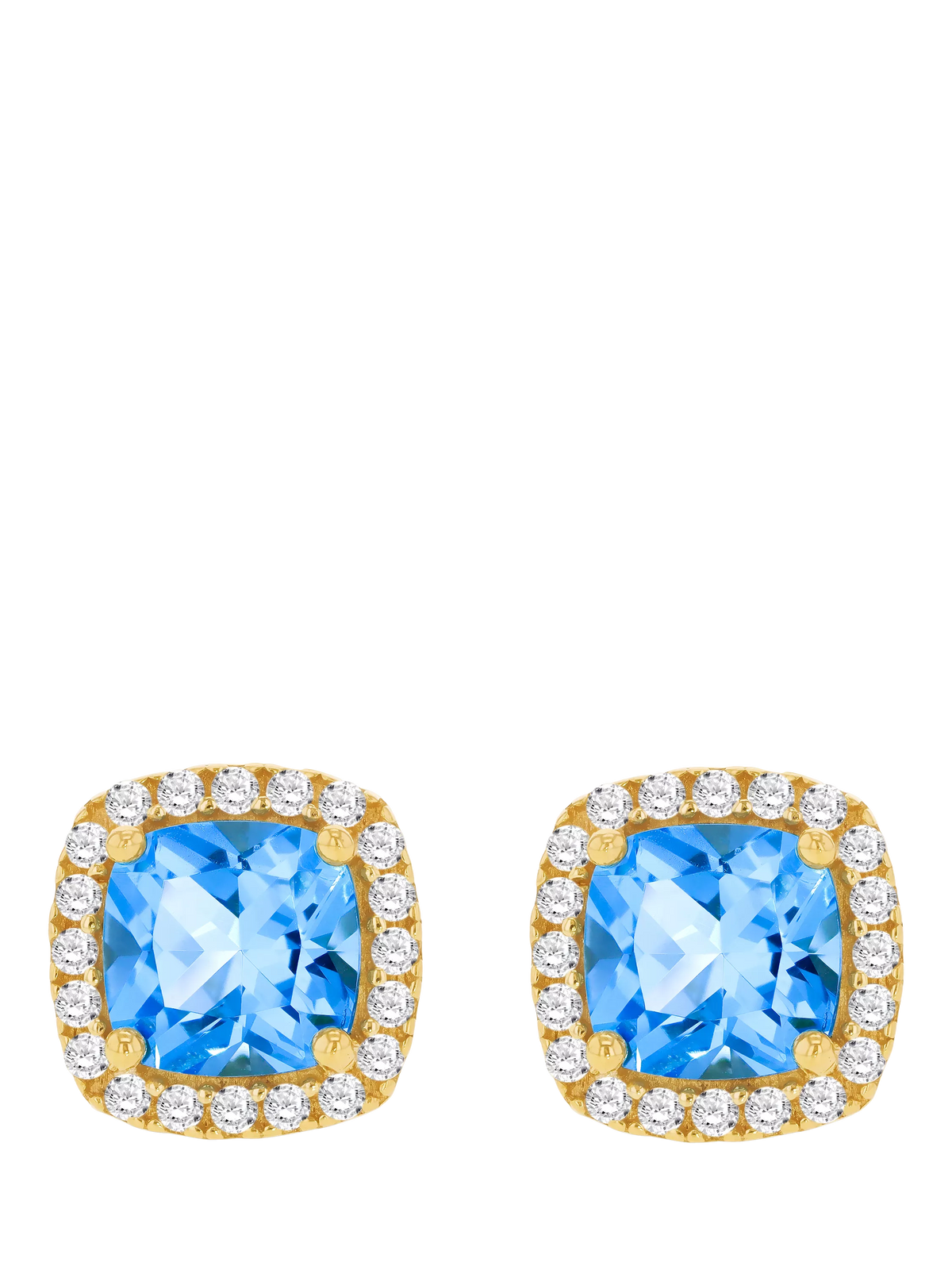 IBB blue topaz cubic zirconia square stud earrings 6mm (British brand)