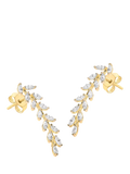 IBB 9ct yellow gold crystal leaf drop earrings - British product