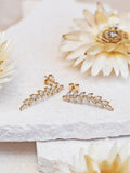 IBB 9ct yellow gold crystal leaf drop earrings - British product