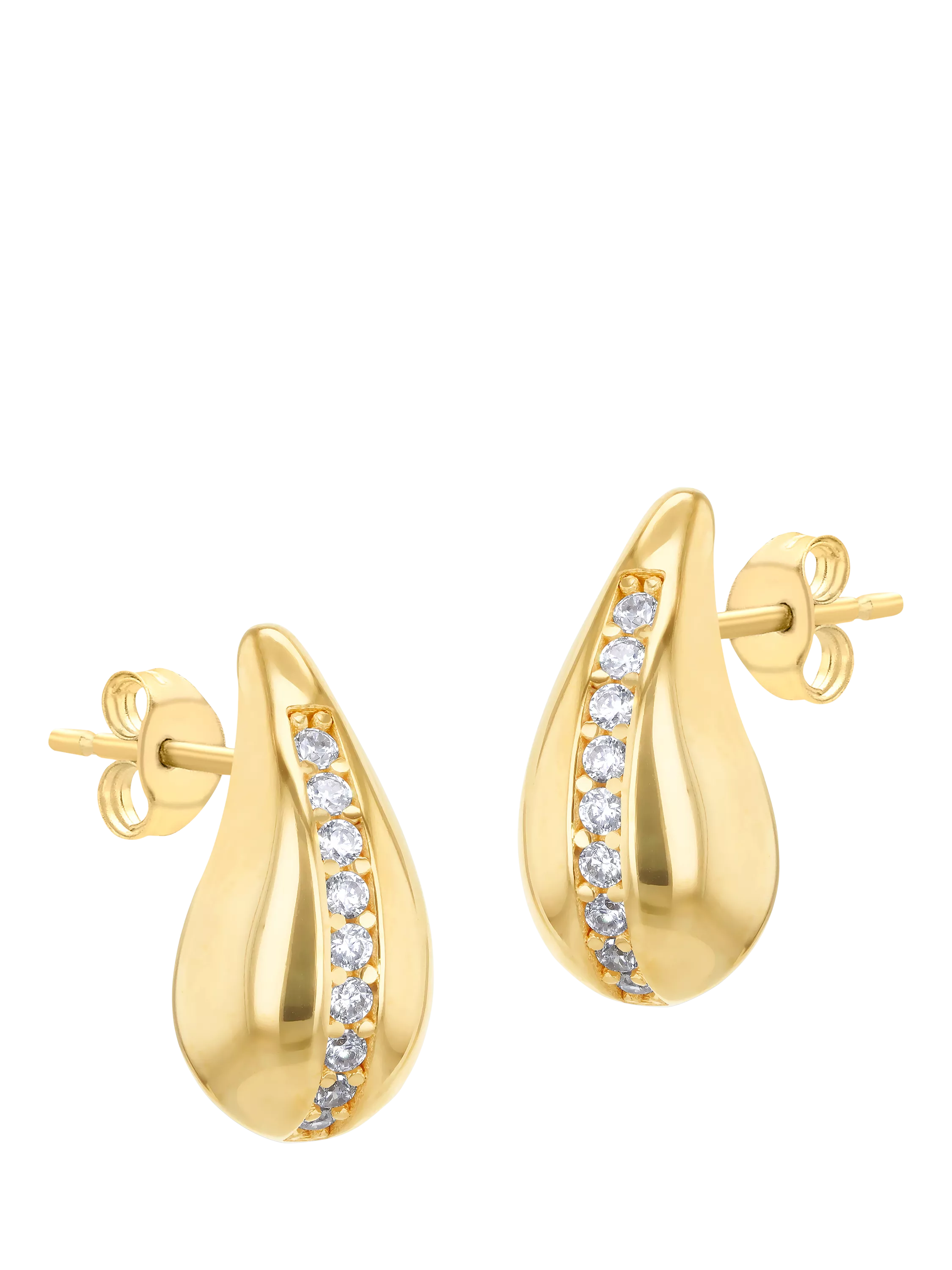 IBB 9ct gold teardrop stud earrings with cubic zirconia, UK version
