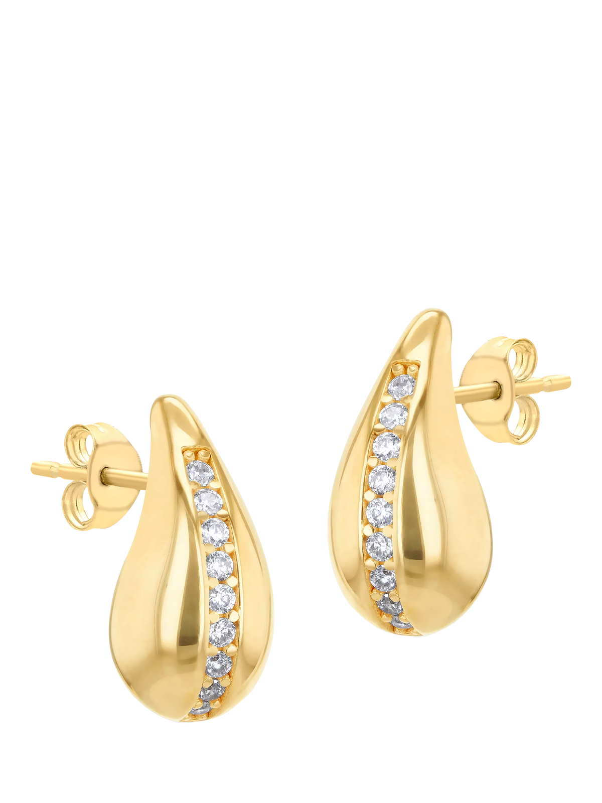 IBB 9ct gold teardrop stud earrings with cubic zirconia, UK version