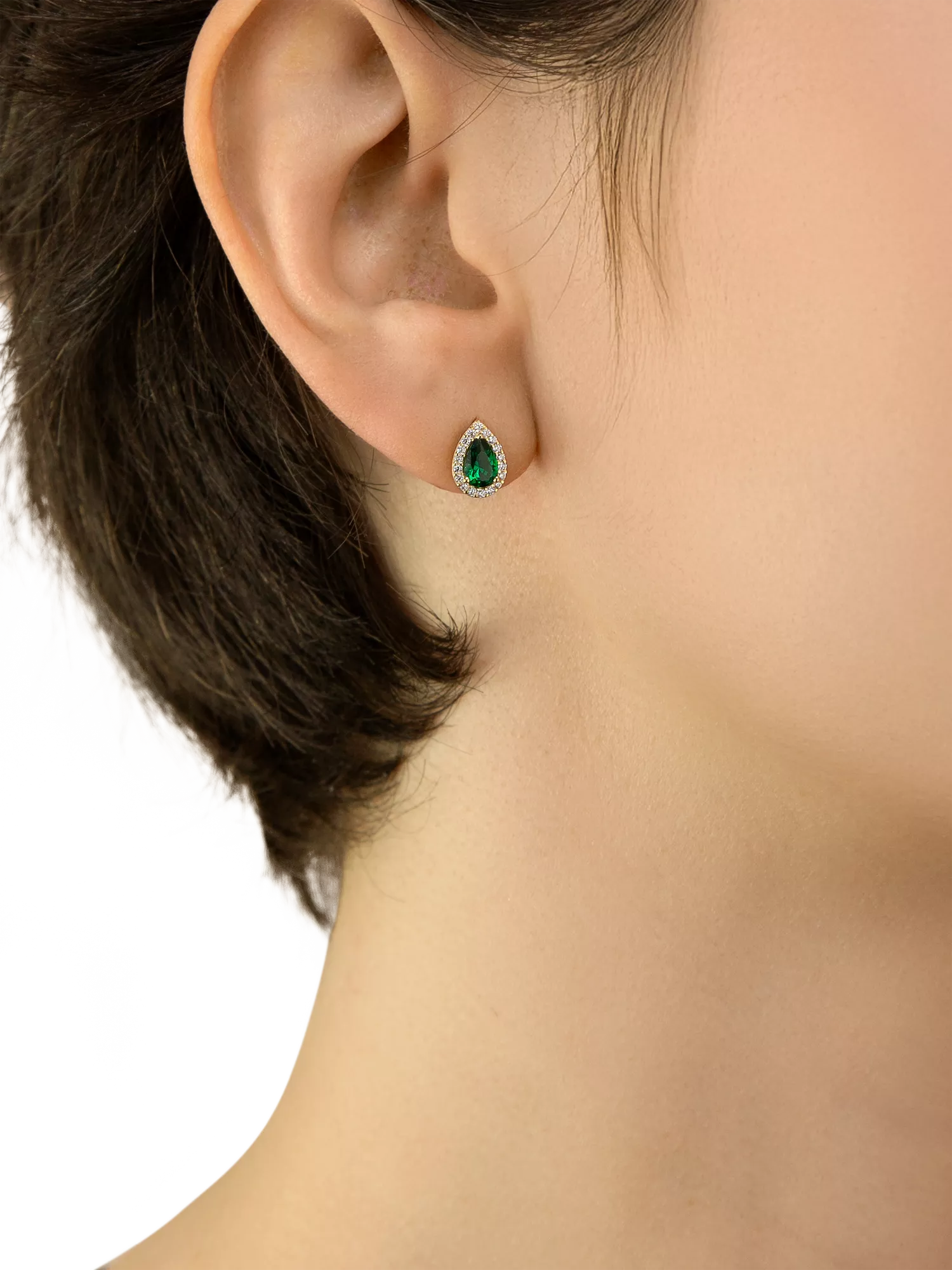 IBB 9ct yellow gold pear stud earrings, UK version