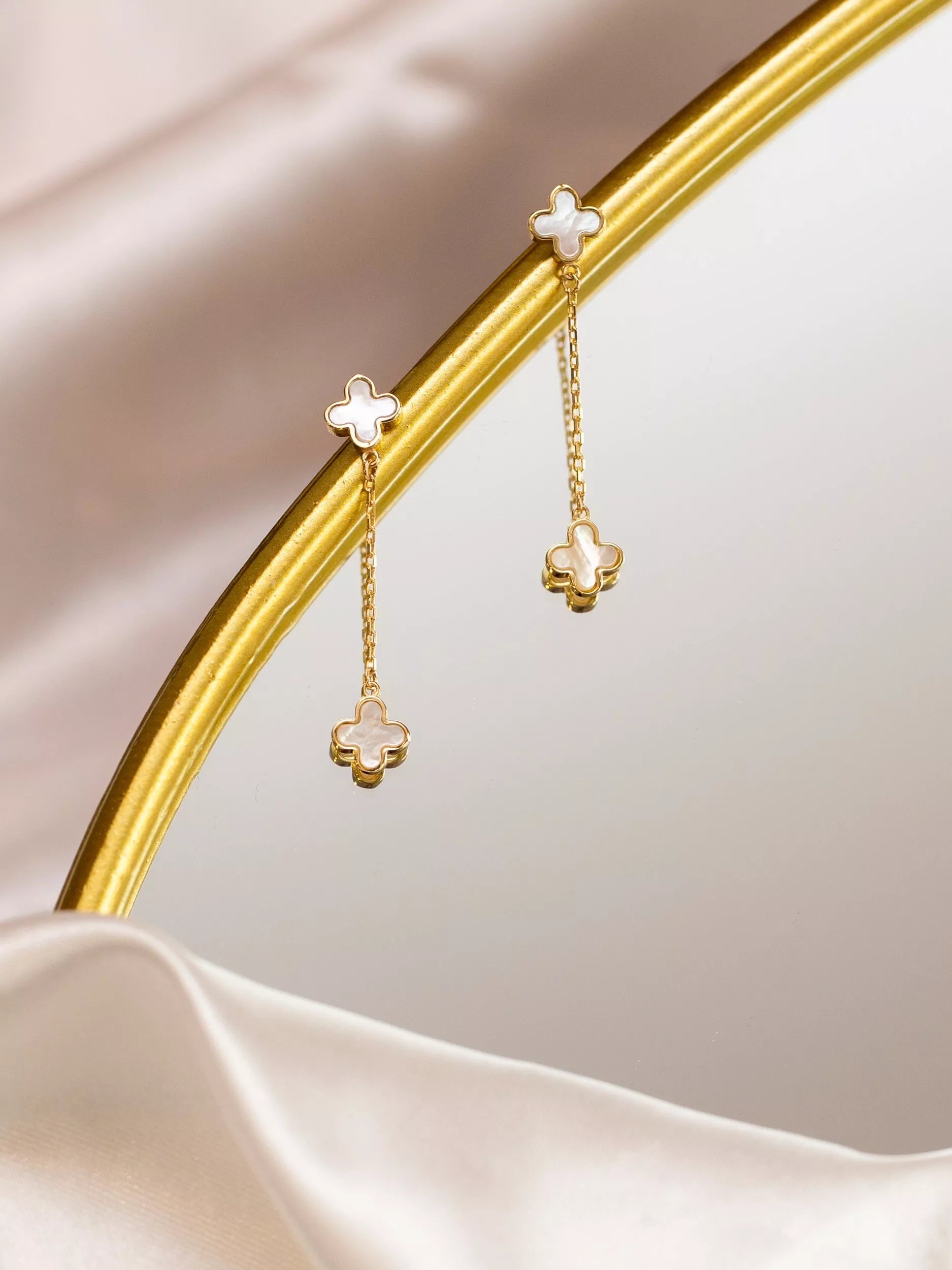IBB earrings clover drop stud 9ct - British product