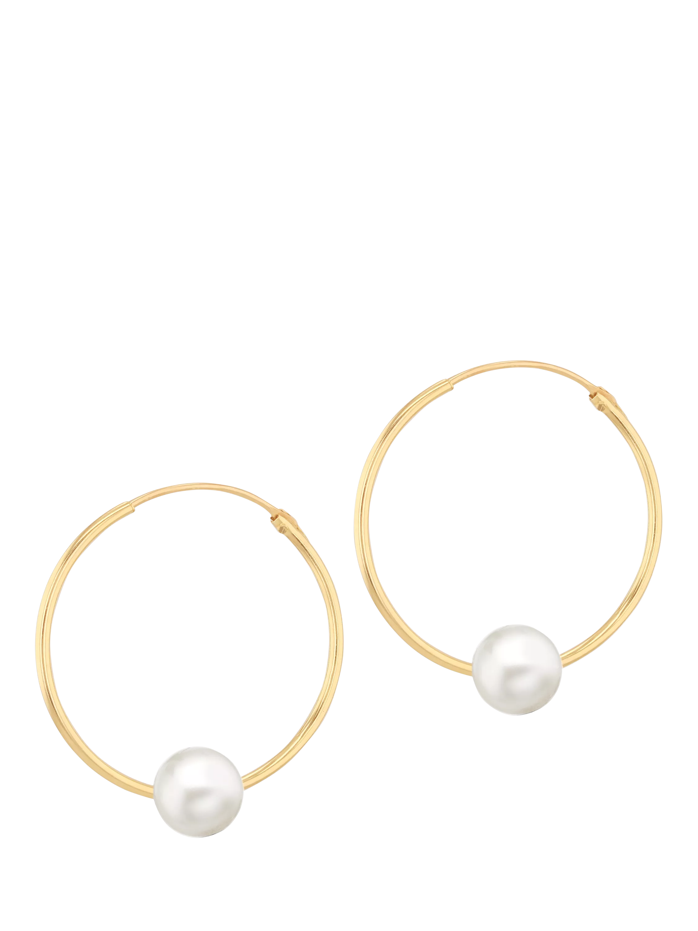 IBB 9ct yellow gold freshwater pearl hoop earrings, UK version
