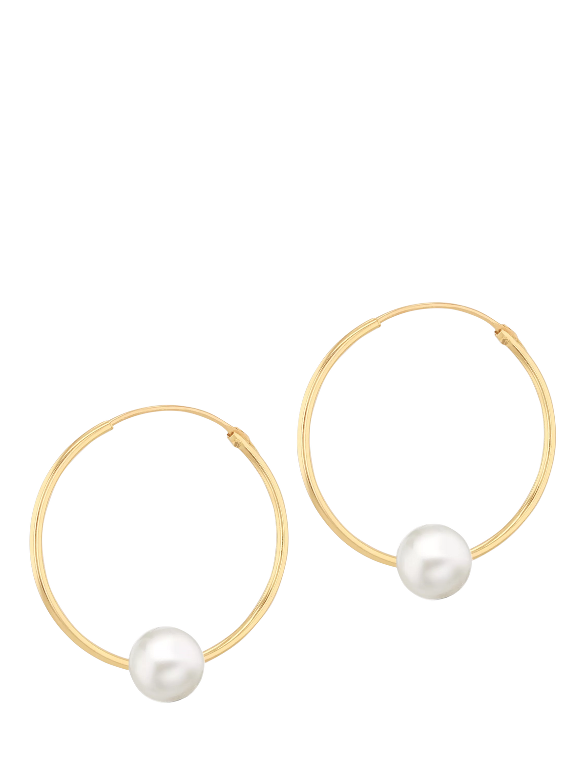 IBB 9ct yellow gold freshwater pearl hoop earrings, UK version