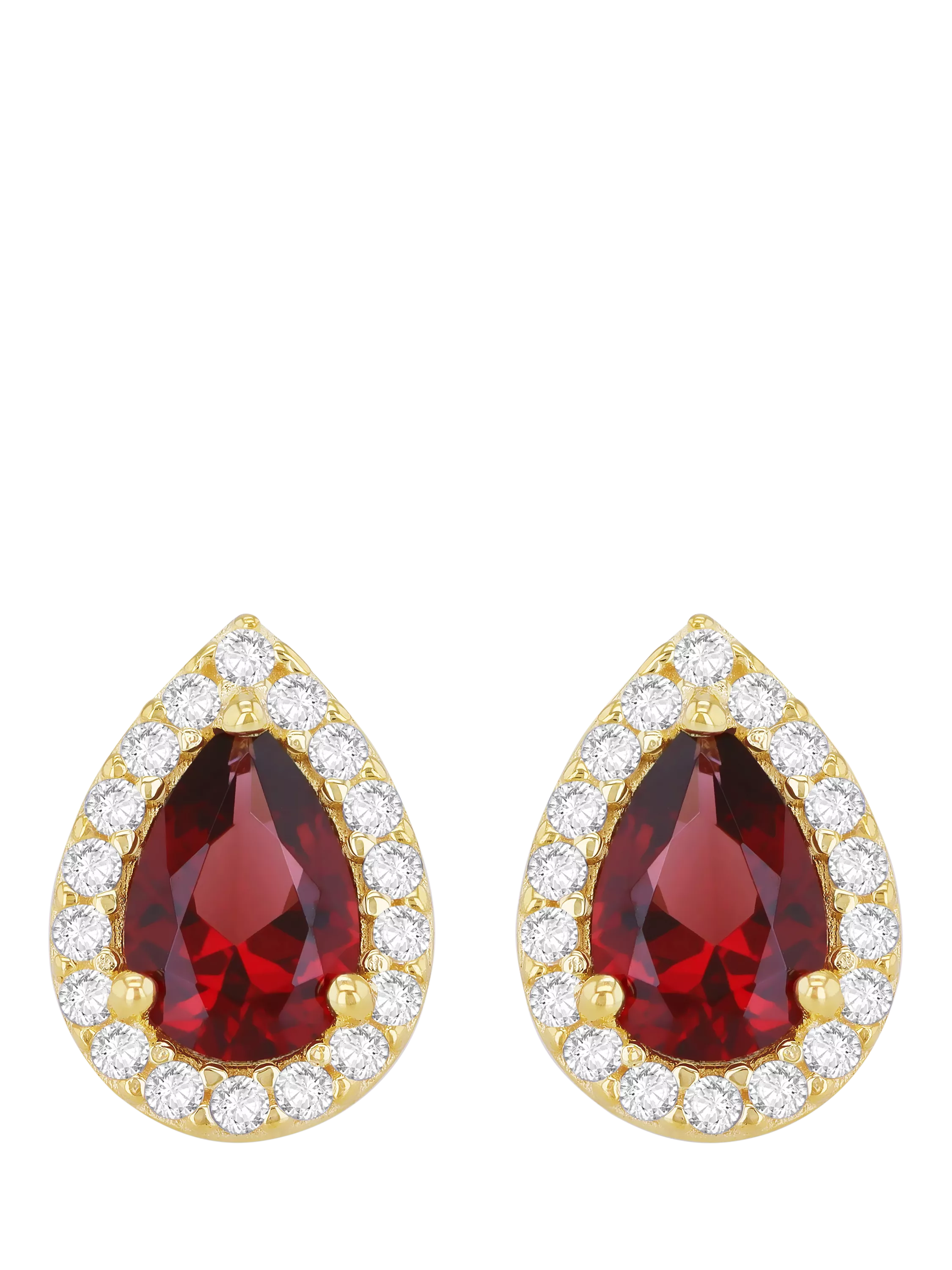 IBB 9ct yellow gold pear stud earrings with cubic zirconia (British brand)