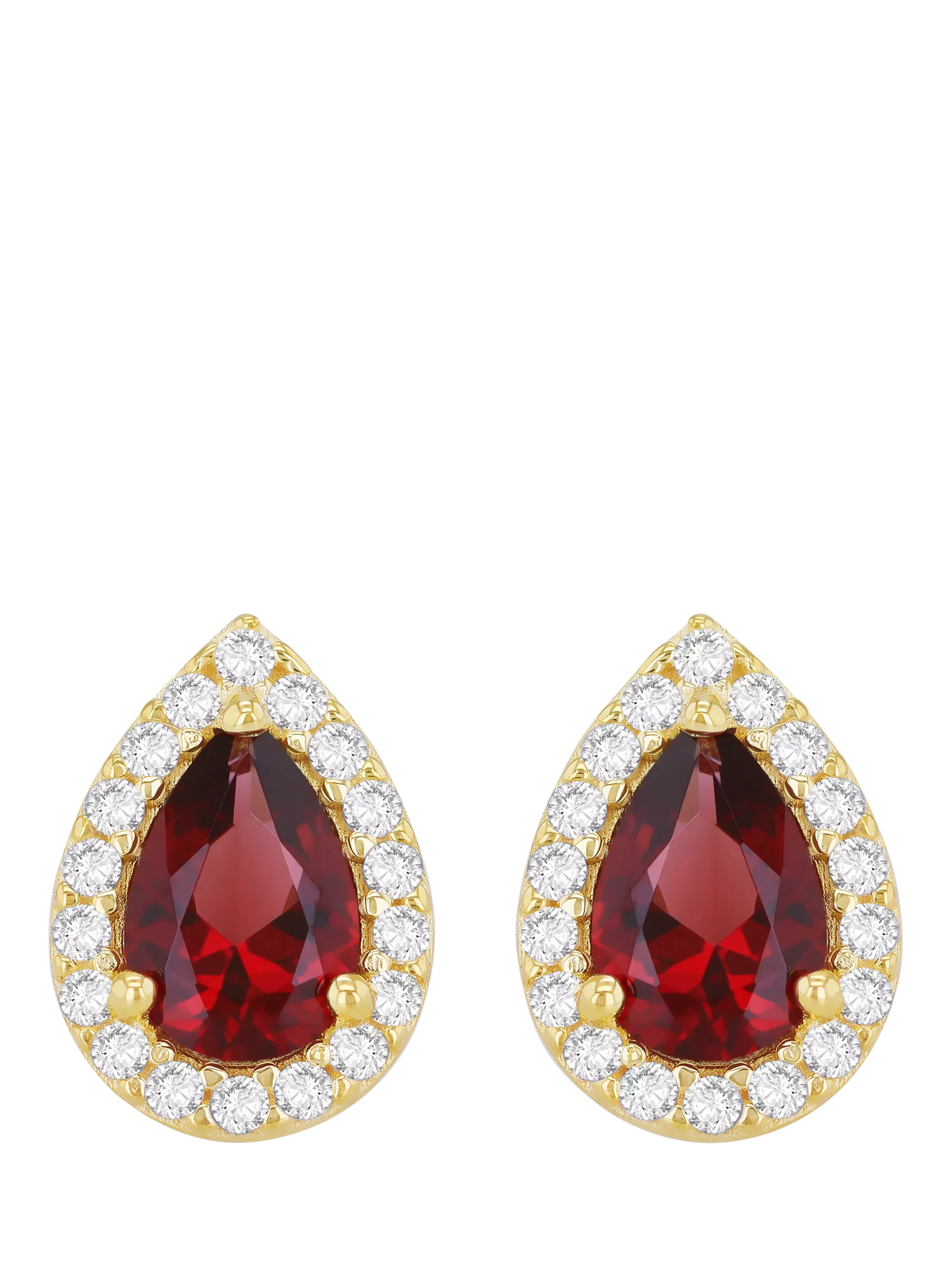 IBB 9ct yellow gold pear stud earrings with cubic zirconia (British brand)