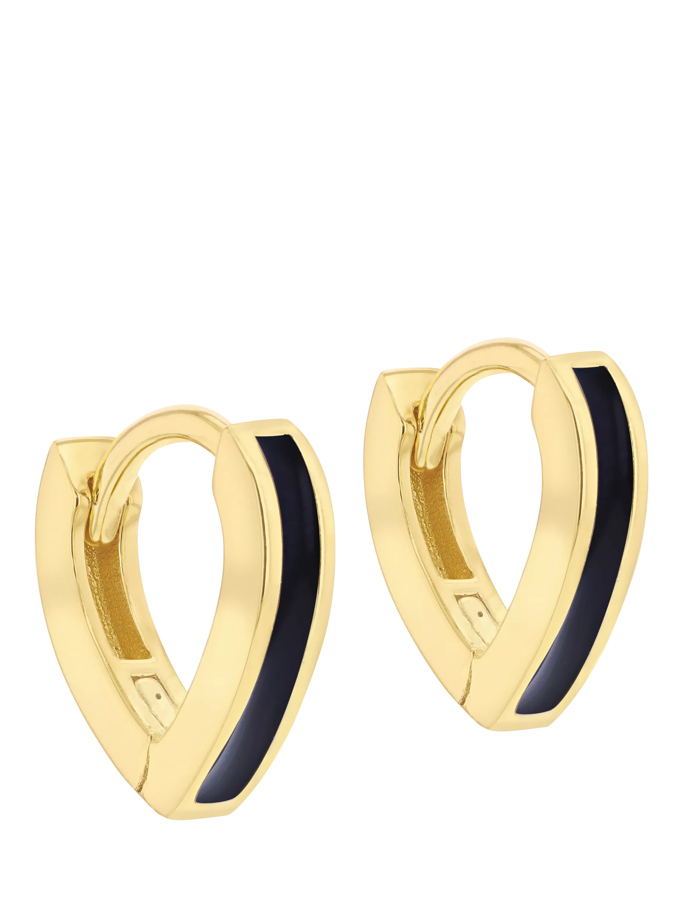 IBB V-shape huggie hoop earrings with black enamel (British brand)