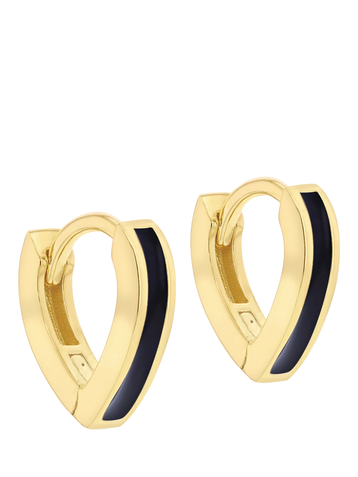 IBB V-shape huggie hoop earrings with black enamel (British brand)