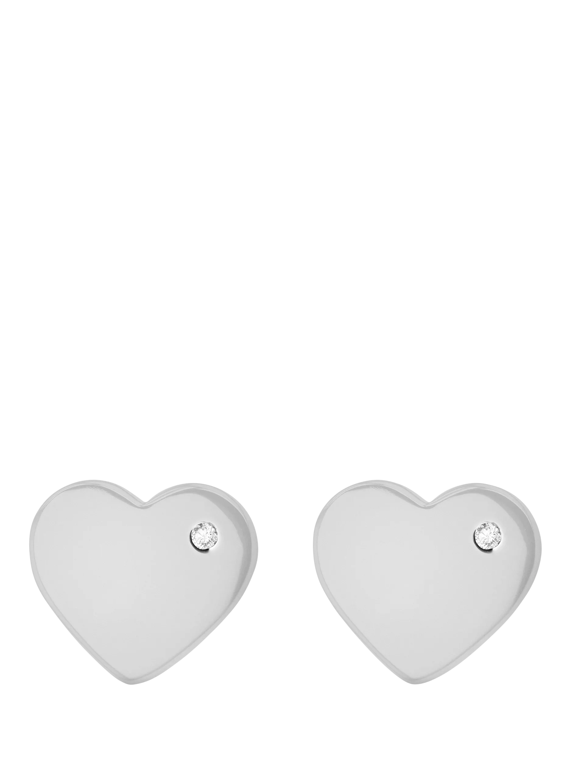 IBB heart stud earrings sterling silver cubic zirconia, UK version