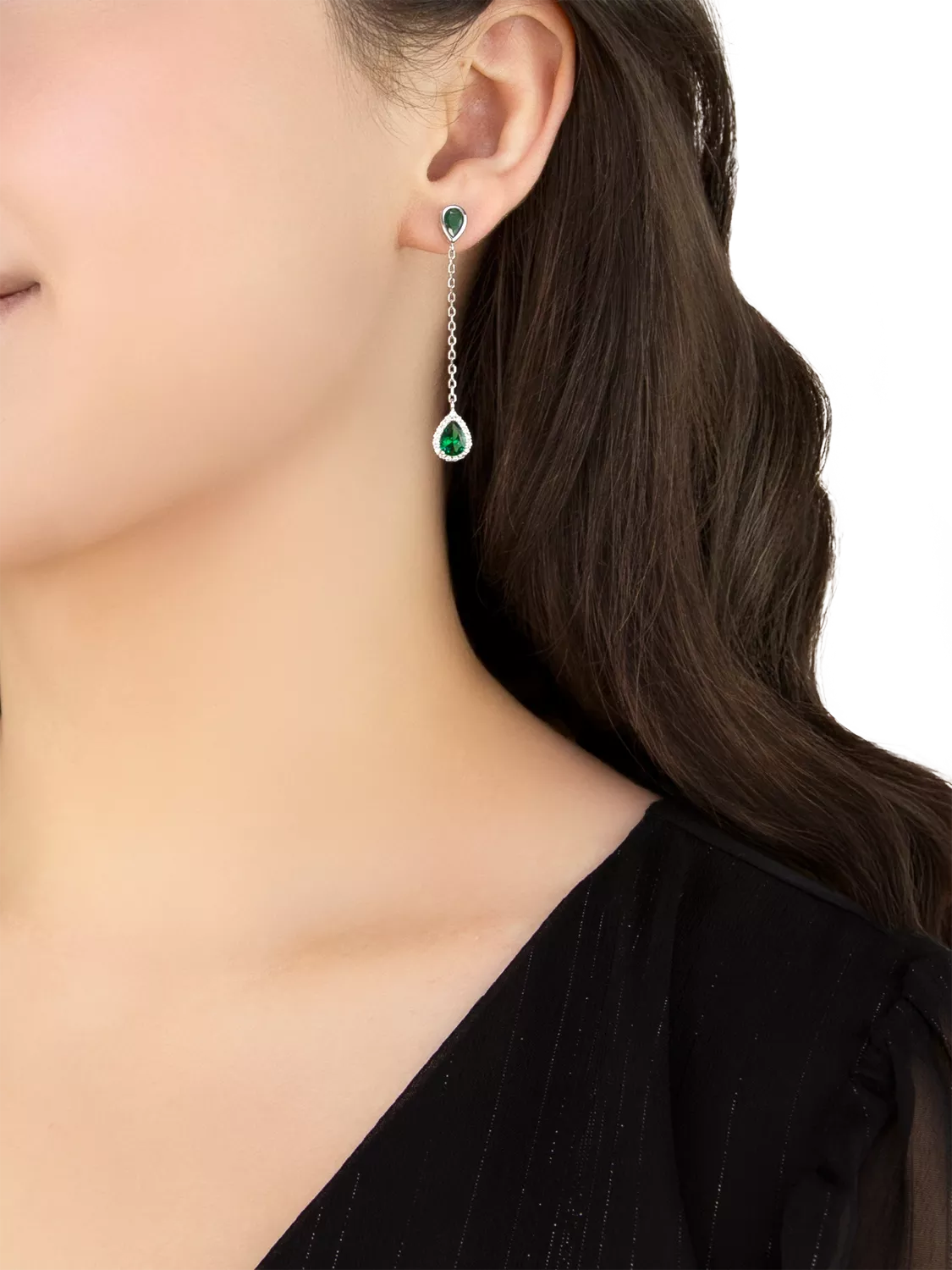 IBB cubic zirconia teardrop earrings sterling silver multi, UK version