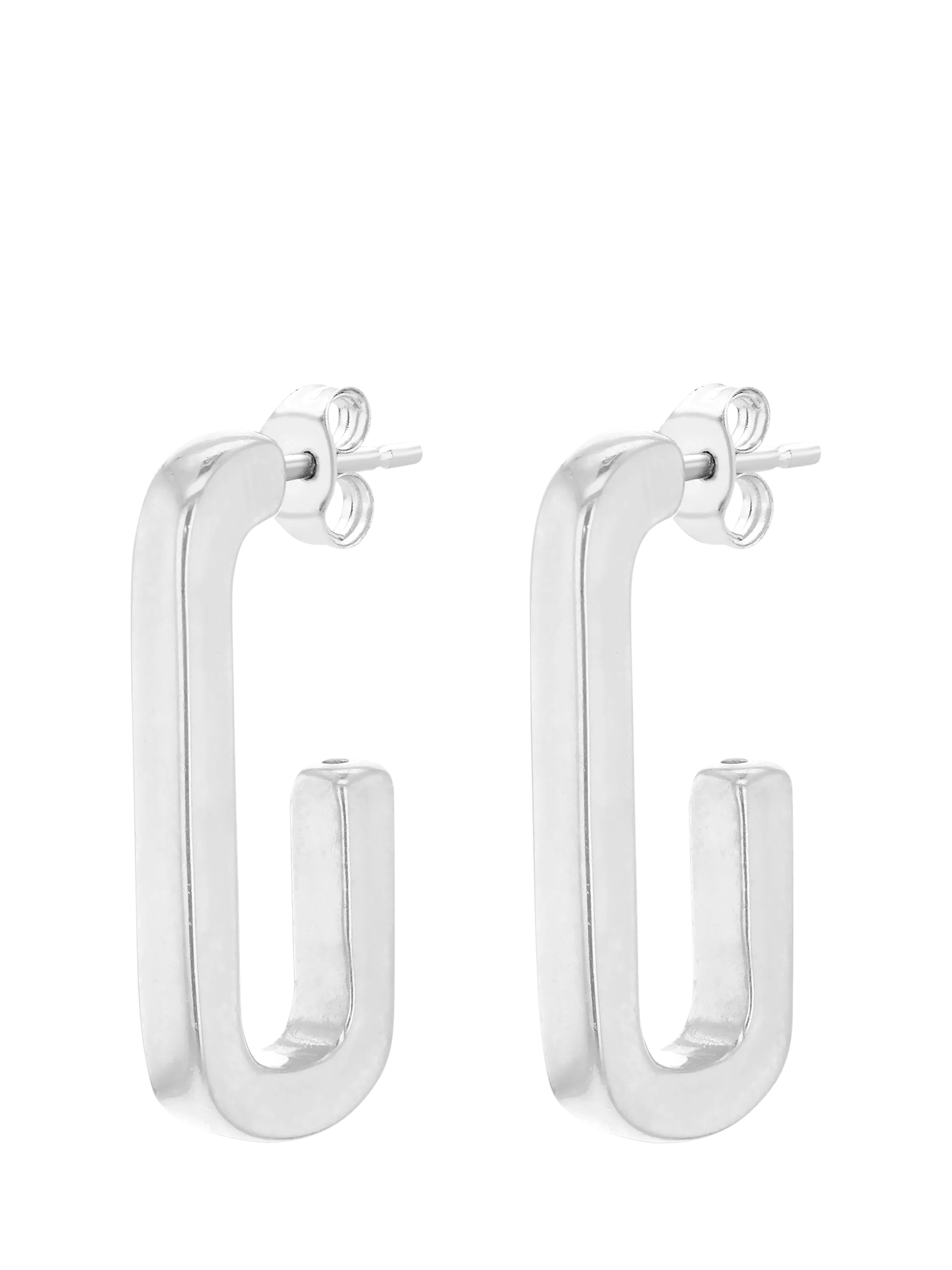 IBB sterling silver rectangular half hoop earrings 25mm, imported from the UK