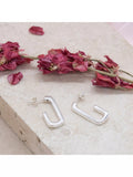 IBB sterling silver rectangular half hoop earrings 25mm, imported from the UK