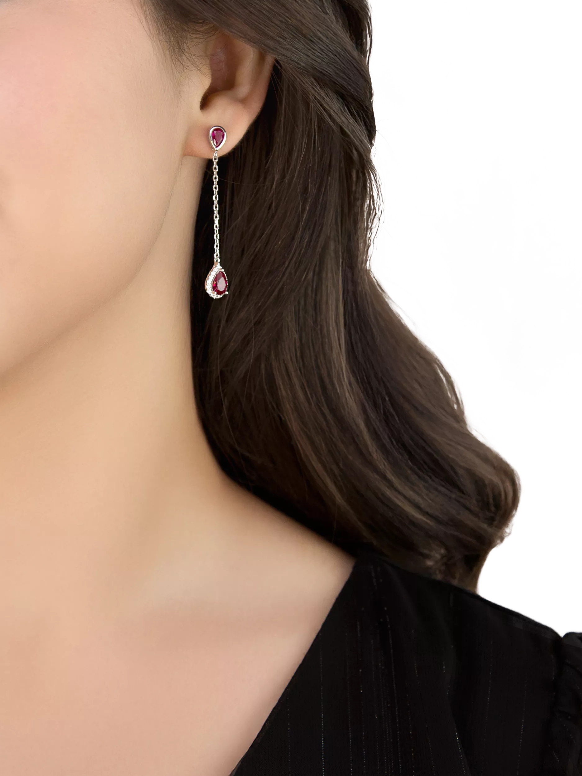 IBB Cubic Zirconia Teardrop Earrings sterling silver, UK version