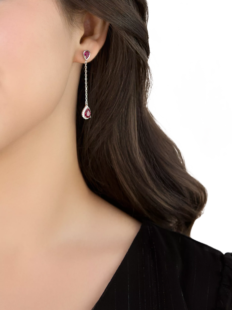 IBB Cubic Zirconia Teardrop Earrings sterling silver, UK version