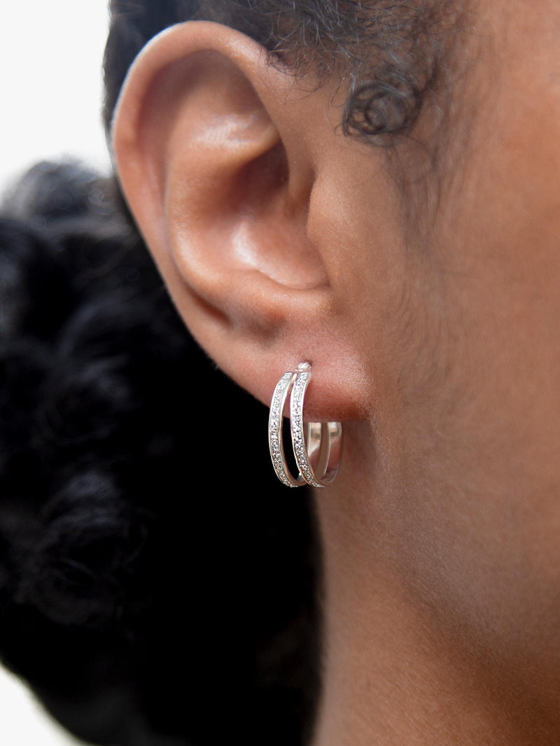 IBB sterling silver double hoop stardust earrings, UK version