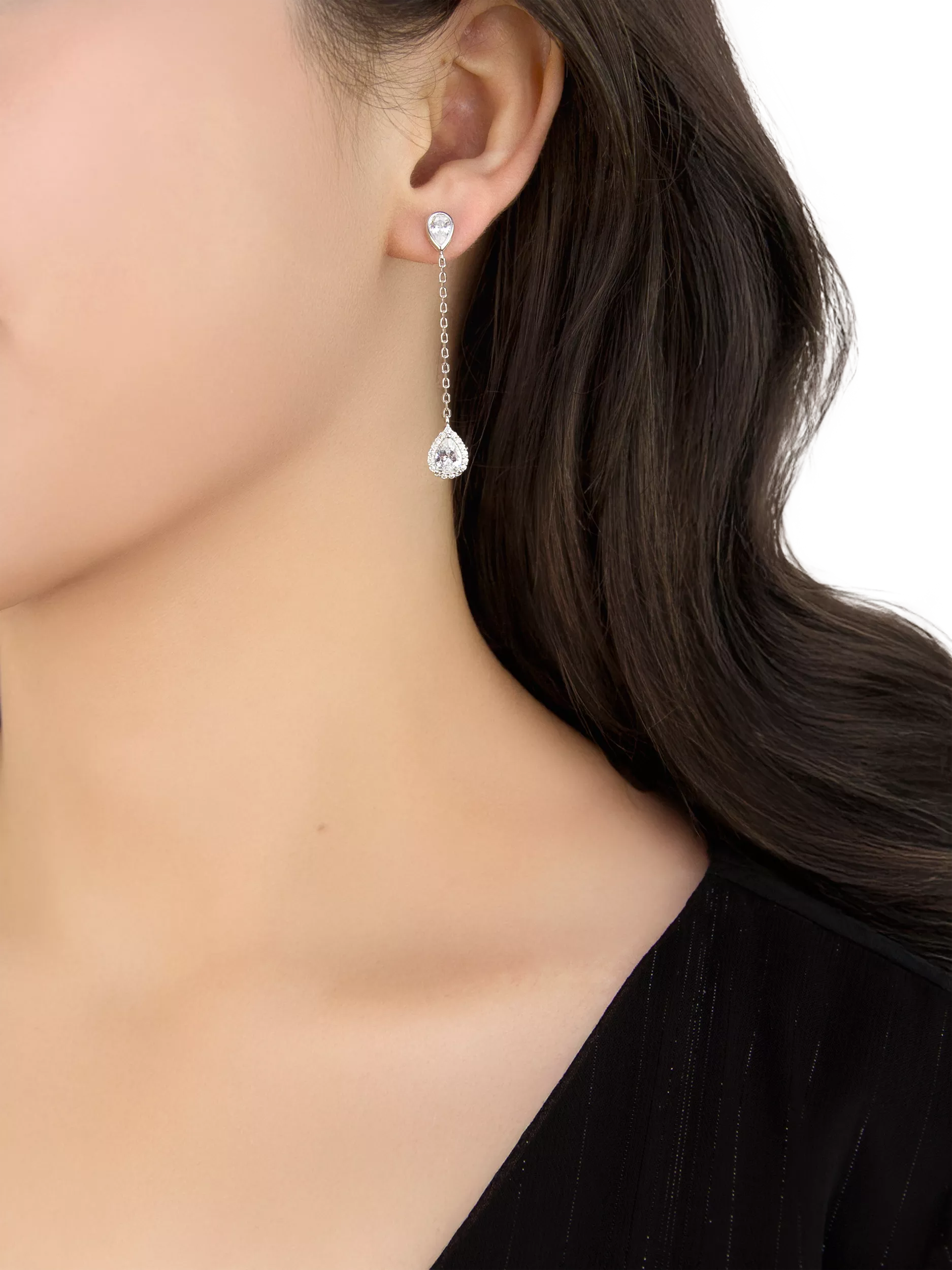 IBB cubic zirconia teardrop earrings 50mm, UK version