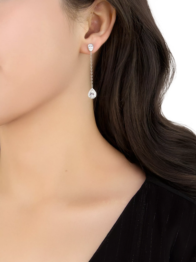 IBB cubic zirconia teardrop earrings 50mm, UK version