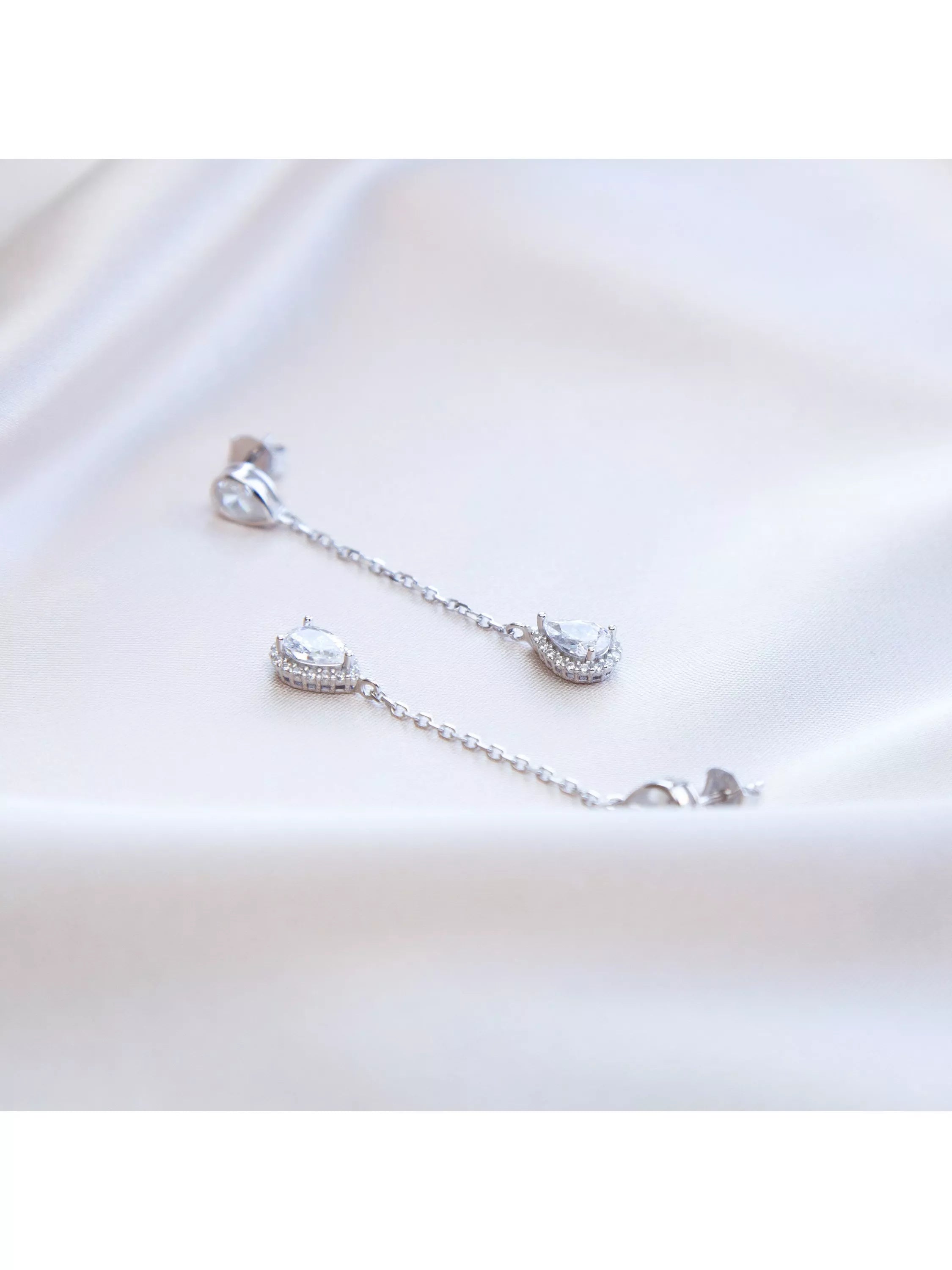 IBB cubic zirconia teardrop earrings 50mm, UK version