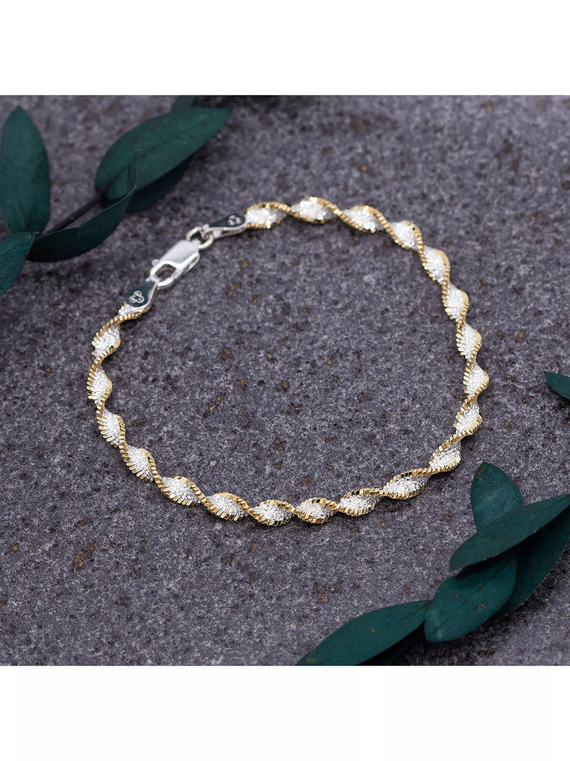 IBB two tone twisted herringbone bracelet sterling silver, UK version