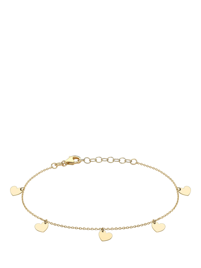 John Lewis IBB 9ct Yellow Gold Heart Charm Bracelet 18-20cm- Buy online at McGrocer