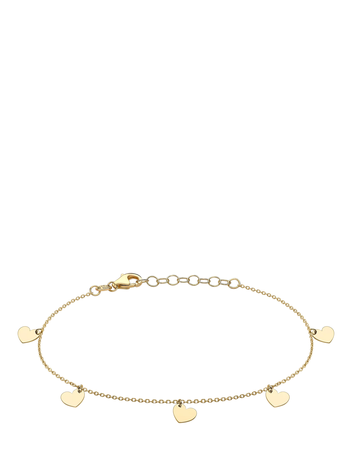 IBB 9ct yellow gold heart charm bracelet, UK version
