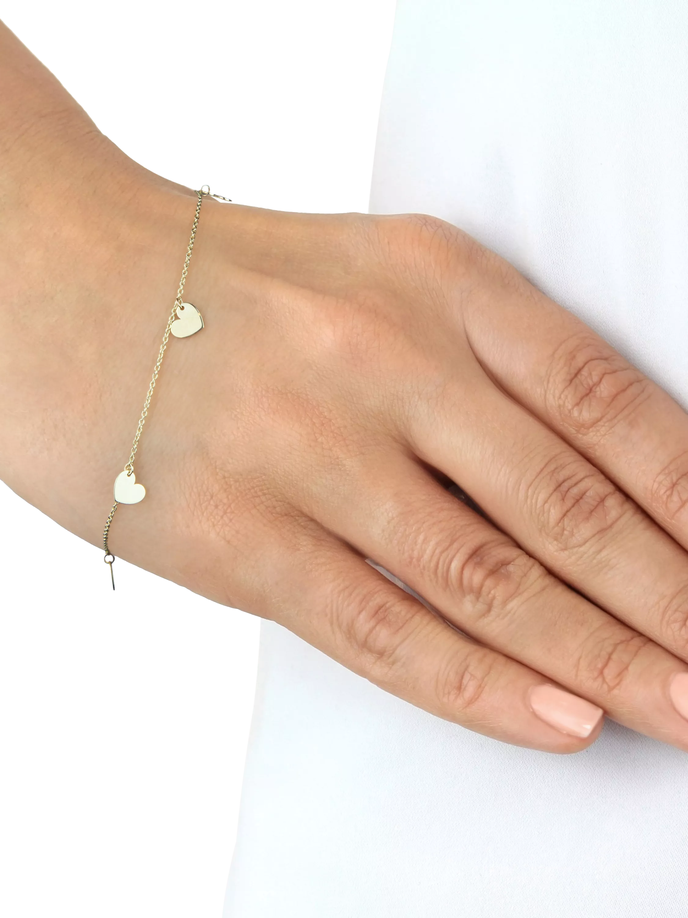 IBB 9ct yellow gold heart charm bracelet, UK version