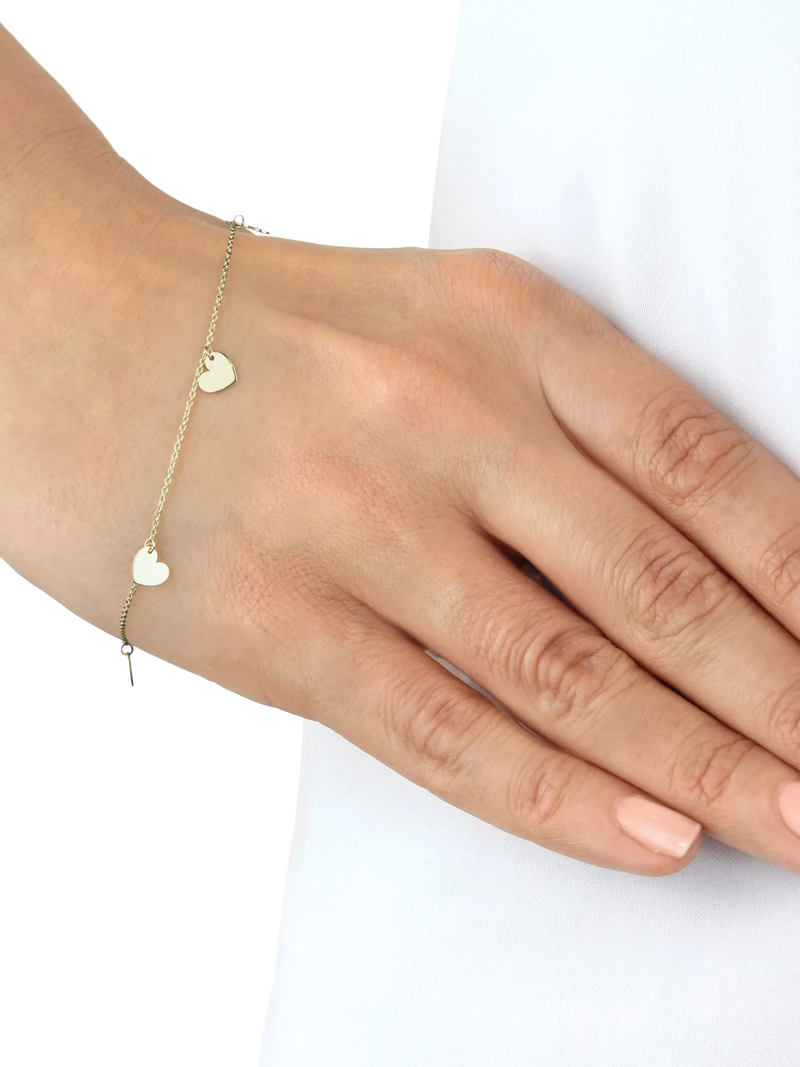 IBB 9ct yellow gold heart charm bracelet, UK version