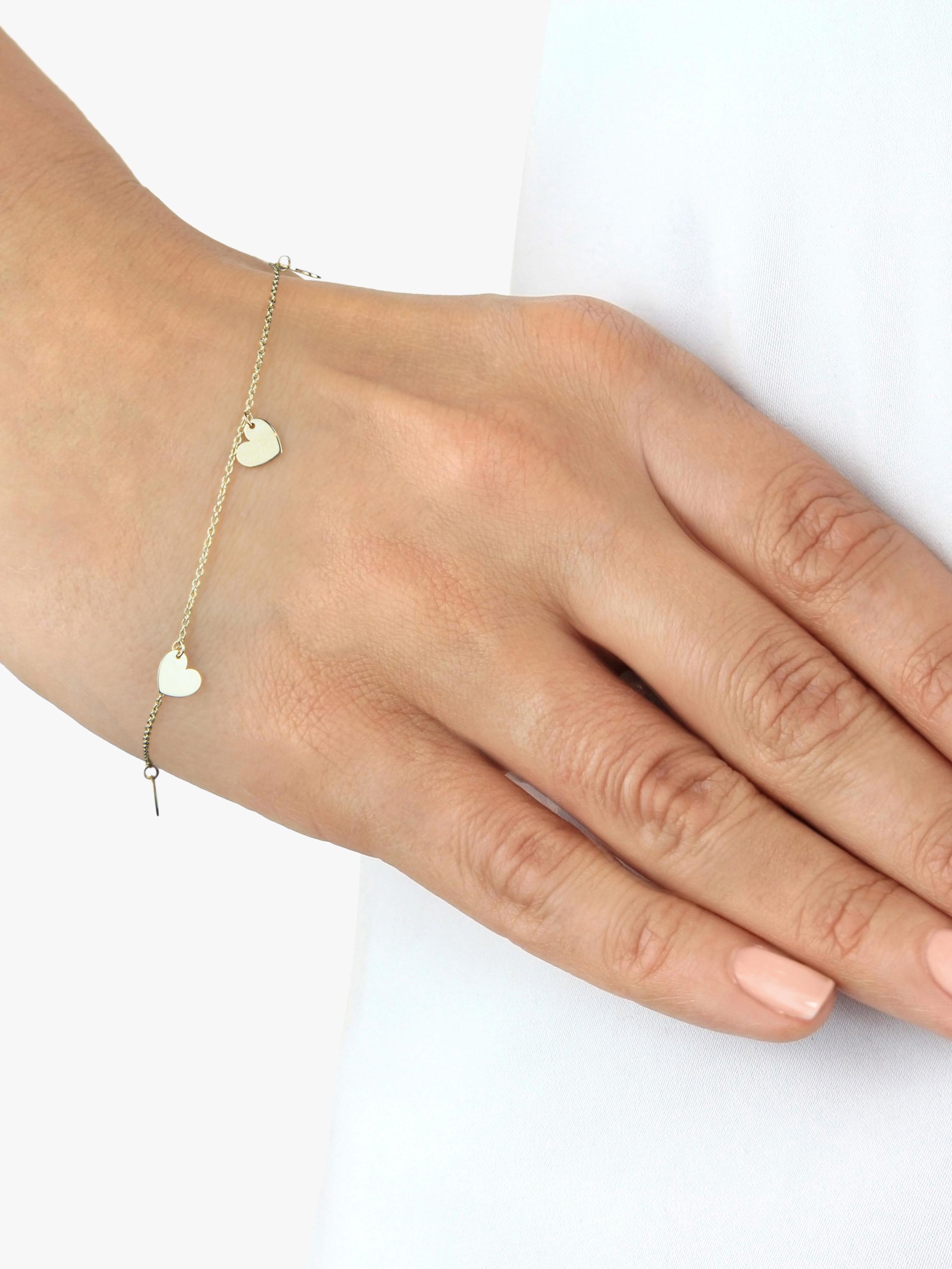 IBB 9ct yellow gold heart charm bracelet, UK version