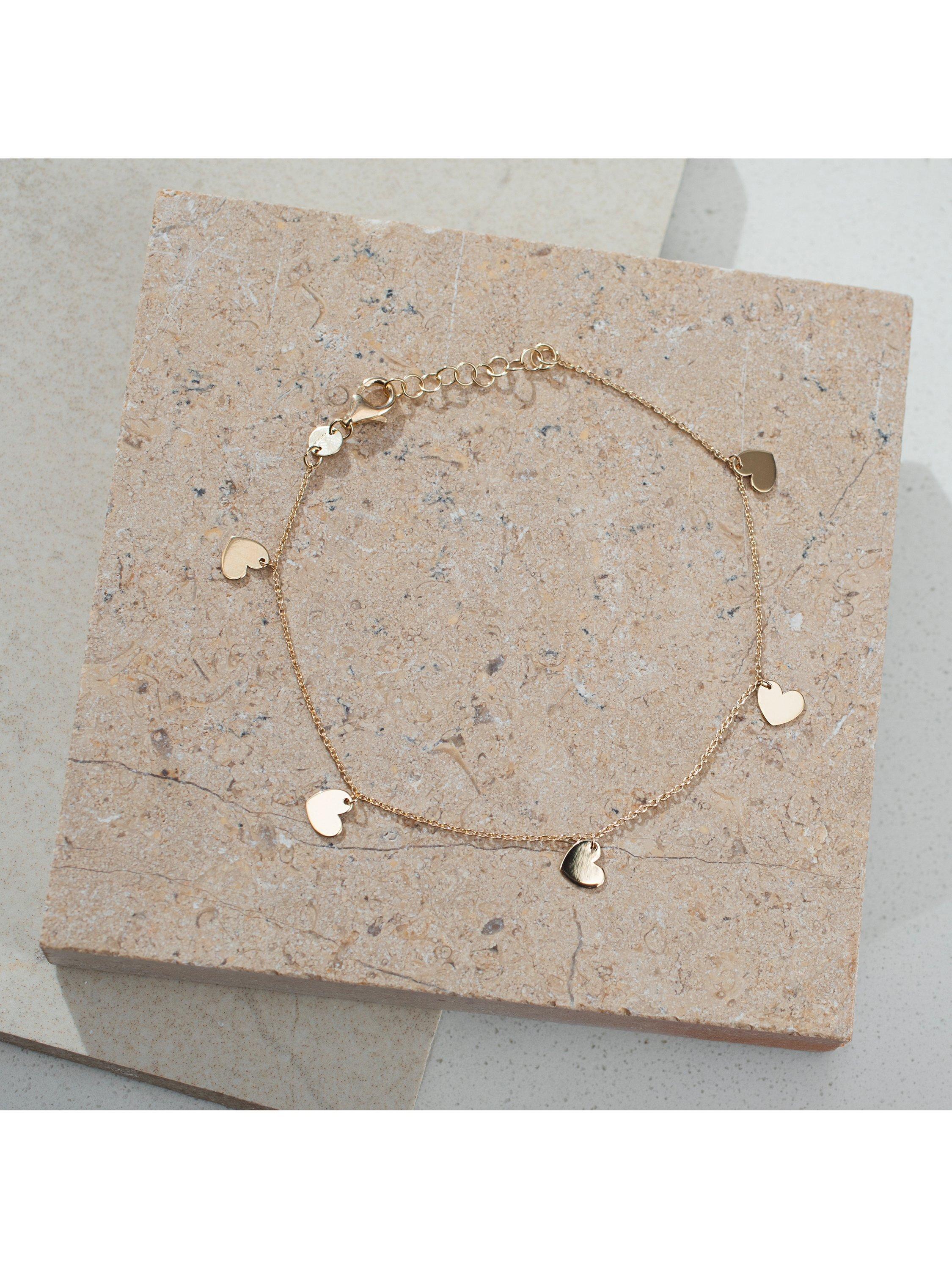 IBB 9ct yellow gold heart charm bracelet, UK version