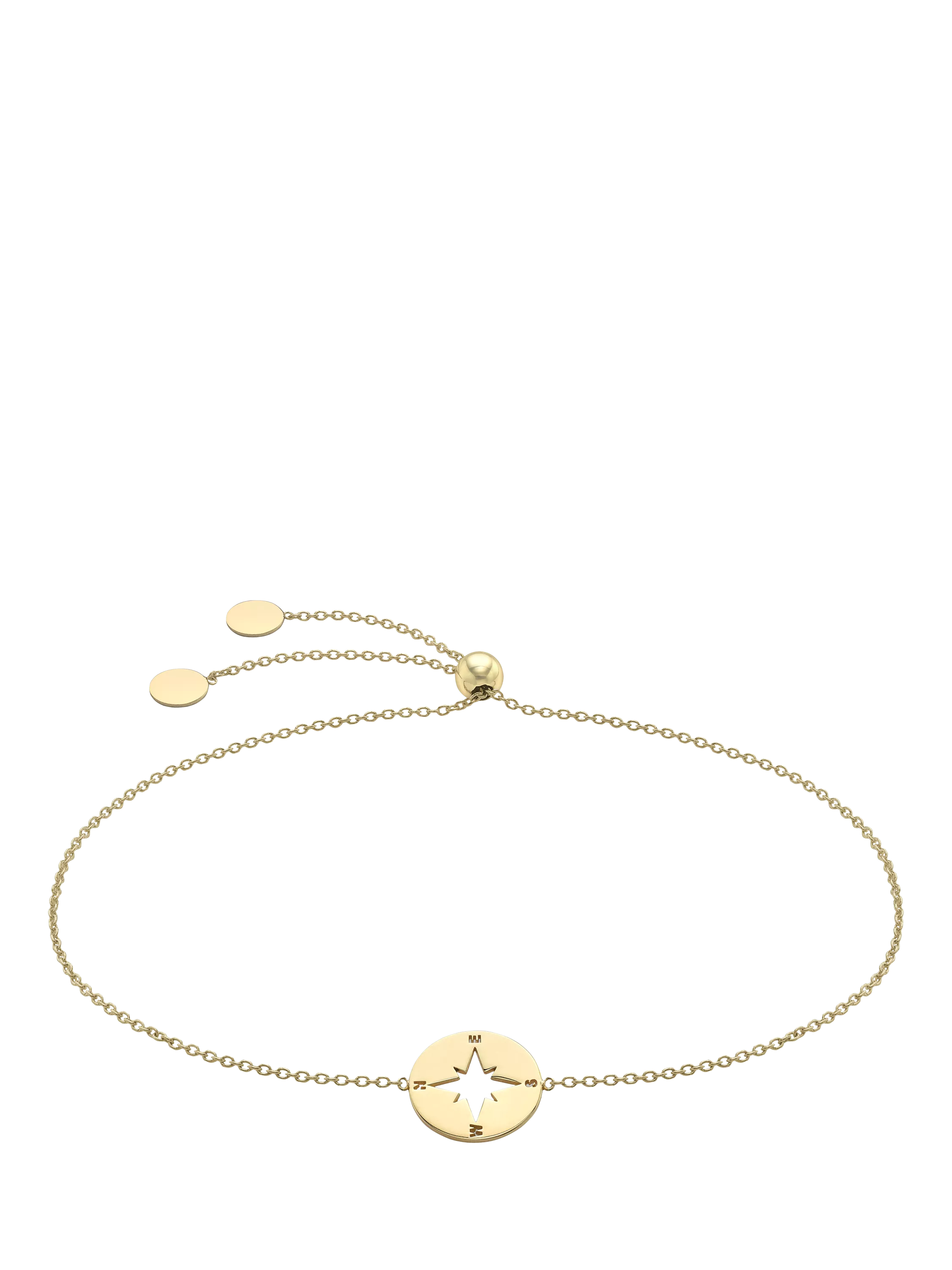 IBB 9ct yellow gold compass charm bracelet (British brand)