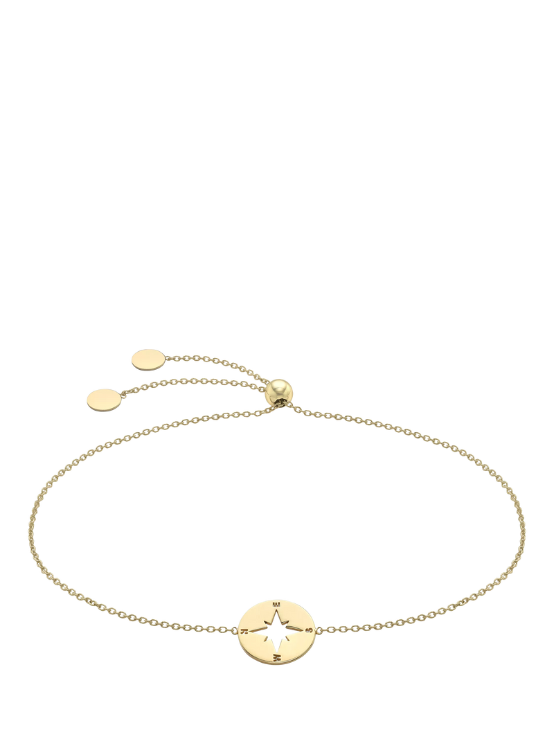 IBB 9ct yellow gold compass charm bracelet (British brand)