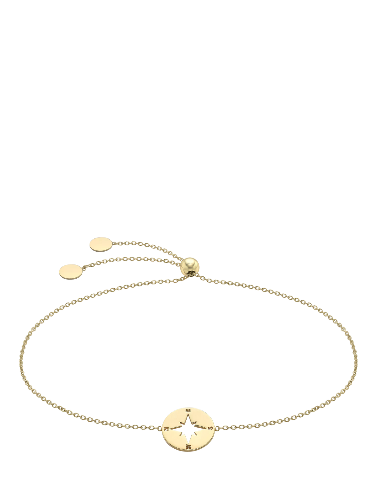 IBB 9ct yellow gold compass charm bracelet (British brand)